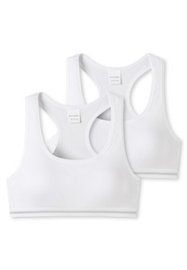 Bustiers 2er-Pack Doppelripp weiß - Long Life Cotton 140