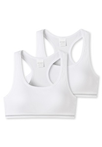 Schiesser, Bustiers 2er-Pack Doppelripp weiß - Long Life Cotton 140, Bustiers 2er-Pack Doppelripp weiß - Long Life Cotton 140