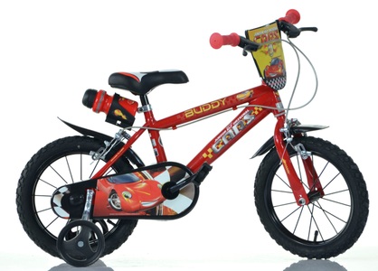 Dino, Dino Kinderfahrrad »Cars Buddy«, 1 Gang, mit Stützrädern, Trinkflasche und Frontschild, Dino Kinderfahrrad »Cars Buddy«, 1 Gang, mit Stützrädern, Trinkflasche und Frontschild