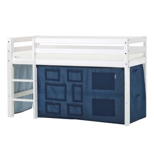 Hoppekids, Hoppekids Hochbett »ECO Dream, Kinderbett, Spielbett, Halbhohes Bett aus Massivholz«, inkl. Vorhang-Set Creator Blau, Bettgrösse & Matratze wählbar, Hoppekids Hochbett »ECO Dream, Kinderbett, Spielbett, Halbhohes Bett aus Massivholz«, inkl. Vorhang-Set Creator, Bettgrösse & Matratze wählbar