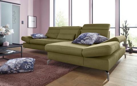 sit&more Ecksofa, Fusshöhe 12 cm, inklusive Sitztiefen-, Armteil- und Kopfteilverstellung