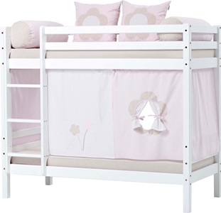 Hoppekids, Hoppekids Etagenbett, Liegefläche 70x160 cm, Kiefer weiss lackiert,mit Textilset und wahlweise mit Matratze, 