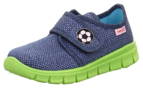 Superfit, Superfit Hausschuh »BOBBY WMS: M IV«, mit Fussball-Stickerei, Superfit Hausschuh »BOBBY WMS: M IV«, Klettschuh, Kindergarten Schuh mit Fussball-Stickerei
