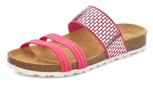 Lascana, LASCANA Pantolette, mit Korkfussbett und elastischen Riemchen, LASCANA Pantolette, Mule, Sandale, offener Schuh mit Korkfussbett und elastischen Riemchen