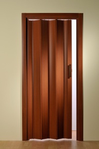 undefined, Kunststoff-Falttür, Höhe nach Mass, mahagonifarben (ohne Fenster), 