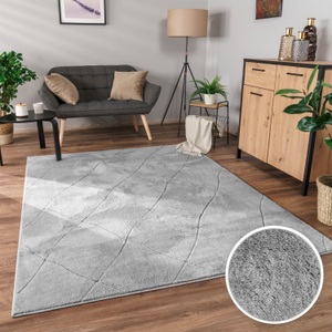 Paco Home Teppich »Utrecht 641«, rechteckig, Kurzflor, Uni Farben, 3D-Design, Rauten Muster, besonders weich