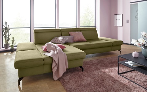 sit&more Ecksofa, Fusshöhe 12 cm, inklusive Sitztiefen-, Armteil- und Kopfteilverstellung