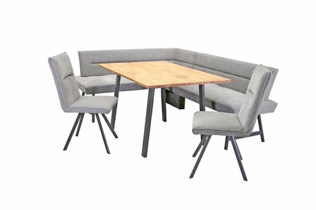 HOME AFFAIRE, Home affaire Eckbankgruppe »Sava«, (Set, 4 tlg.), Eckbank mit Wellenfederung im Sitz, Tisch Massiv Eiche, Home affaire Eckbankgruppe »Sava«, (Set, 4 tlg.), Eckbank mit Wellenfederung im Sitz, Tisch Massiv Eiche
