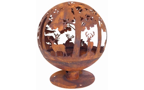 Diverse Hardware, Esschert Design Feuerball Laser-geschnitten 57,5x57,5x66 cm Rost-Optik FF261, esschert design Feuerschale »Feuerball Hirsch«