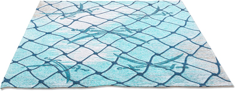 Sansibar, Sansibar Teppich »Keitum 005«, rechteckig, 3 mm Höhe, Flachgewebe, modernes Design, Motiv Fischernetz & gekreuzte Säbel, ideal im Wohnzimmer & Schlafzimmer, Sansibar Teppich »Keitum 005«, rechteckig, 3 mm Höhe, Flachgewebe, modernes Design, Motiv Fischernetz & gekreuzte Säbel