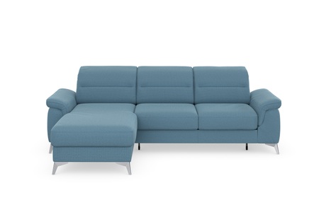 sit&more Ecksofa »Sinatra«, mit Recamiere, optinal mit Kopfteilverstellung und Armteilfunktion oder Kopfteilverstellung, Armteilfunktion, Bettfunktion und Bettkasten, chromfarbene Metallfüsse