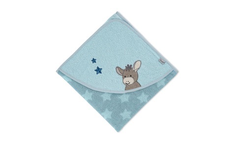 Sterntaler, Sterntaler Kapuzenbadetuch Emmi mittelblau 100 x 100 cm, Sterntaler® Badetuch »100x100«, (- St.)