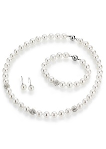 FIRETTI, Firetti Schmuckset »Collier, Armband und Ohrhaken« (Set, 4 tlg.), Firetti Schmuckset »Multipack Schmuck Geschenk Perlenkette Perlenarmband Perlohrhaken«, (Set, 4 tlg.), mit Muschelkernperlen und Kristallsteinen