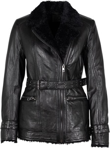 Gipsy, Gipsy Lederjacke »G2WDeba SF«, mit Fellimitat, Gürtel, asymetrischer Reissverschluss, 