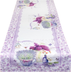 Delindo Lifestyle, Delindo Lifestyle Tischläufer »Lavendel TÖPFCHEN«, (1 St.), Strukturgewebe, bedruckt, Delindo Lifestyle Tischläufer »Lavendel TÖPFCHEN«, (1 St.), Strukturgewebe, bedruckt