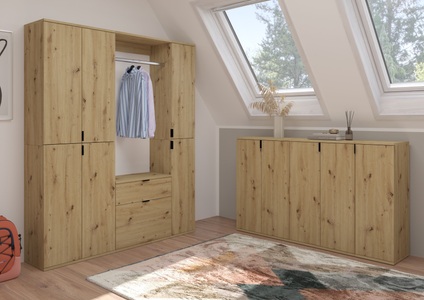 INOSIGN, INOSIGN Garderoben-Set »Trondheim«, (Set, 2 St.), Diele, Flur, Schranksystem, Garderobenmöbel, Set, Kombination, INOSIGN Garderoben-Set »Trondheim, Breite 122 cm, best. aus 2 Kommoden, 4 Türen, 12 Fächer«, (Set, 2 St.), Kommode, Sideboard, Kommodenkombination, Kommoden Set