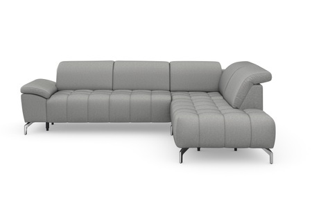 sit&more Ecksofa »Cool«, wahlweise mit Kopfteilverstellung und Vorziehsitz, motorisch,mit silberfarbenen Füssen