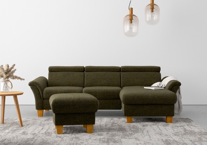 HOME AFFAIRE, Home affaire Ecksofa, wahlweise mit Bett mit klappbaren Rollen, Kasten und Kopfverstellung, Home affaire Ecksofa »Lindgren L-Form«, wahlweise mit Bett mit klappbaren Rollen, Kasten und Kopfverstellung