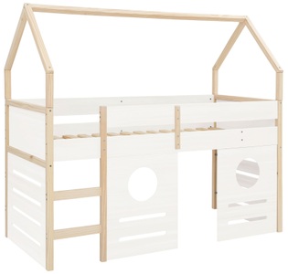 LÜTTENHÜTT, Lüttenhütt Hochbett »Janne«, aus schönem massivem Kiefernholz, Einzelbett, in einer Haus-Optik Form, inklusive praktischer massiver Holzleiter und Paneele, in verschiedenen Farbvarianten erhältlich, Liegefläche 90x200 cm, GOODproduct Hochbett »Janne« Kiefernholz, Einzelbett, inklusive Holzleiter, Liegefläche 90x200 cm