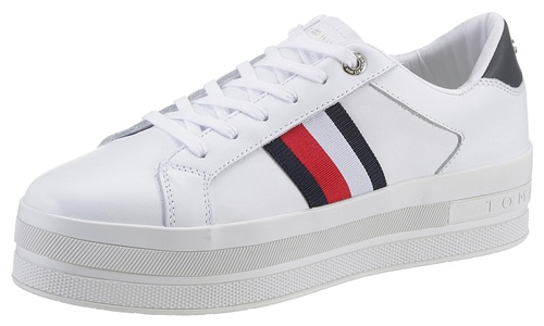Tommy Hilfiger, Tommy Hilfiger Plateausneaker »TH WEBBING FLATFORM CUPSOLE«, mit seitlichen Streifen, 