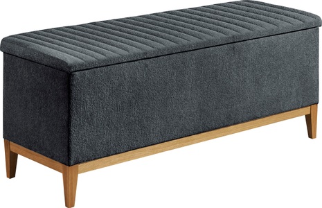 undefined, Bettbank »Aalborg«, Carryhome Bettbank in textil anthrazit , Aalborg , Eiche , furniert, massiv , 139x58x50 cm , Webstoff,Echtholz , 002220044610
