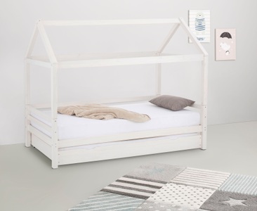 LÜTTENHÜTT, Lüttenhütt Kinderbett »Alpi«, aus massivem Kiefernholz, inklusive Bettschubkasten und Lattenrost, Liegefläche 90x200 cm, Hausbett, Lüttenhütt Kinderbett »Alpi«, inklusive Bettschubkasten und Lattenrost, Liegefläche 90x200 cm