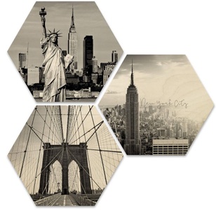 Wall-Art, Wall-Art Mehrteilige Bilder »Impression New York Collage« (Set), Wall-Art Mehrteilige Bilder »Impression New York Collage«, (Set, 3 St.), Holzposter modern