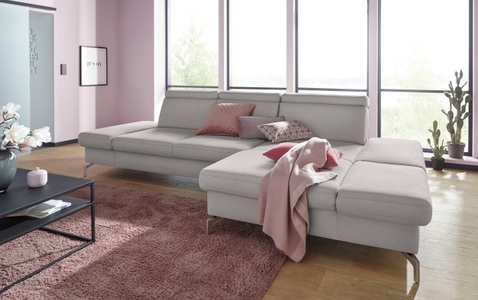 sit&more Ecksofa, Fusshöhe 15 cm, inklusive Sitztiefen-, Armteil- und Kopfteilverstellung