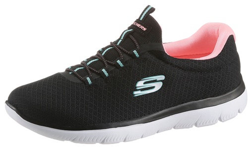 Skechers, Skechers Slip-On Sneaker »SUMMITS«, mit dezenten Kontrast-Details, Skechers Sneaker für Damen schwarz-pink