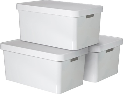 Curver, Curver Infinity Aufbewahrungsbox mit Deckel 3 Stk. 45 L Weiß 240683, Curver Organizer »INFINITY«, (Set, 3 St.), Aufbewahrungsbox, stapelbar, 45 Liter, weiss