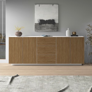 INOSIGN, INOSIGN Sideboard »Vega Sideboard,Kommode,220 cm«, mit 4 Türen und 3 Schubladen,Fronten mit Rillen-Optik, INOSIGN Sideboard »Vega Sideboard,Kommode,220 cm«, mit 4 Türen und 3 Schubladen,Fronten mit Rillen-Optik