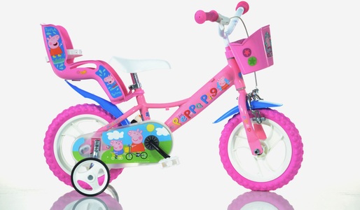 Dino, Dino Kinderfahrrad »Peppa Wutz Pig 12 Zoll«, 1 Gang, mit Stützrädern, Korb und Puppensitz, Dino Kinderfahrrad »Peppa Wutz Pig 12 Zoll«, 1 Gang, mit Stützrädern, Korb und Puppensitz