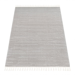 Paco Home Teppich »Auckland 294«, rechteckig, Kurzflor, Uni-Farben, Hoch-Tief-Effekt, mit Fransen