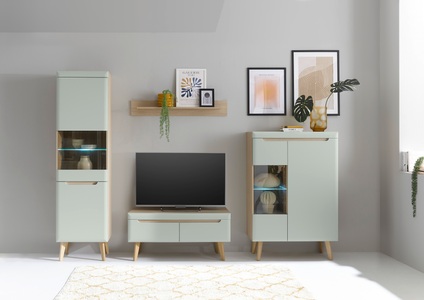 INOSIGN, INOSIGN Wohnwand »Torge, Anbauwand, Schrankwand, Mediawand, Wohnzimmer-Set«, (Set, 4 St.), enthält 2 Vitrinen, 1 Lowboard + 1 Wandboard, 290 cm breit, INOSIGN Wohnwand »Torge, Anbauwand, Schrankwand, Mediawand, Wohnzimmer-Set«, (Set, 4 St.), enthält 2 Vitrinen, 1 Lowboard + 1 Wandboard, 290 cm breit
