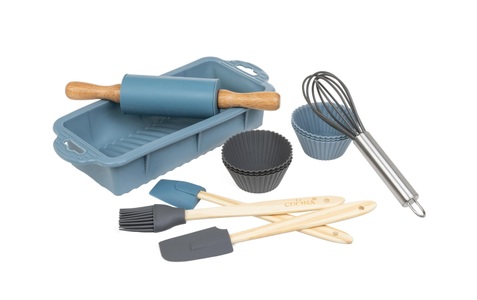 undefined, Backutensilien für Kinder 12-teilig, FURBER Backform »für Kinder, 12-teilig, Blau/Grau«, (12 St.)