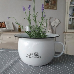 Ambiente Haus, Ambiente Haus Übertopf »Nachttopf / Töpfchen aus Emaille«, (1 St.), Ambiente Haus Übertopf »Nachttopf / Töpfchen aus Emaille«, (1 St.)