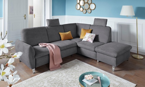 SIT&MORE, sit&more Ecksofa, sit&more Ecksofa »Daytona L-Form«, mit Federkern, zwei Kopfstützen und wahlweise mit Bettfunktion