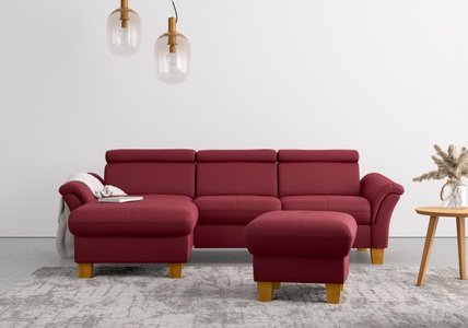 HOME AFFAIRE, Home affaire Ecksofa, wahlweise mit Bett mit klappbaren Rollen, Kasten und Kopfverstellung, Home affaire Ecksofa »Lindgren L-Form«, wahlweise mit Bett mit klappbaren Rollen, Kasten und Kopfverstellung
