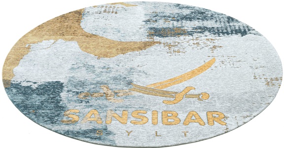 Sansibar Teppich »Keitum 012«, rund, Flachgewebe, modernes Design, Motiv Sylt & gekreuzte Säbel