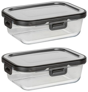 Wenko, WENKO Frischhaltedose »Steel«, (Set, 2 tlg.), 0,6 L, Deckel aus rostfreiem Edelstahl und Glas, WENKO Frischhaltedose »Steel«, (Set, 2 tlg.), 0,6 L, Deckel aus rostfreiem Edelstahl und Glas