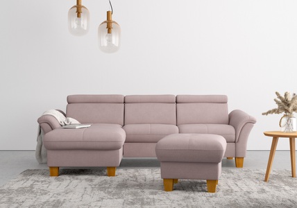 HOME AFFAIRE, Home affaire Ecksofa, wahlweise mit Bett mit klappbaren Rollen, Kasten und Kopfverstellung, Home affaire Ecksofa »Lindgren L-Form«, wahlweise mit Bett mit klappbaren Rollen, Kasten und Kopfverstellung