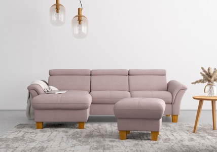 HOME AFFAIRE, Home affaire Ecksofa, wahlweise mit Bett mit klappbaren Rollen, Kasten und Kopfverstellung, Home affaire Ecksofa »Lindgren L-Form«, wahlweise mit Bett mit klappbaren Rollen, Kasten und Kopfverstellung