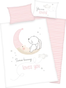 babybest®, babybest® Flanell-Bettwäsche Bunny 100 x 135 cm, Baby Best Babybettwäsche »Little bunny«, mit Häschen Motiv und liebevollem Schriftzug