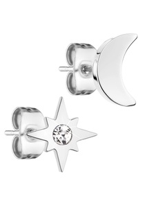 TAMARIS, Tamaris Paar Ohrstecker »Mond/Stern, TJ-0107-E-08, TJ-0108-E-08, TJ-0109-E-08«, mit Glasstein, 