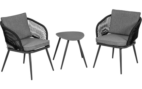 Testrut, Testrut - Balkon-Loungegarnitur - Schwarz und Grau, Greemotion Balkonset »Lyon«, (Inkl. Rücken- und Sitzkissen)