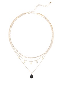 Lascana, LASCANA Kette mit Anhänger, LASCANA Kette mit Anhänger, mit Natursteinanhänger, mehrreihiges Kettenset,Halskette, Halsschmuck