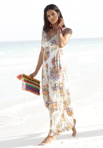 Lascana, LASCANA Maxikleid, LASCANA Maxikleid, mit buntem Paisleydruck und verstellbarem Ausschnitt, Sommerkleid