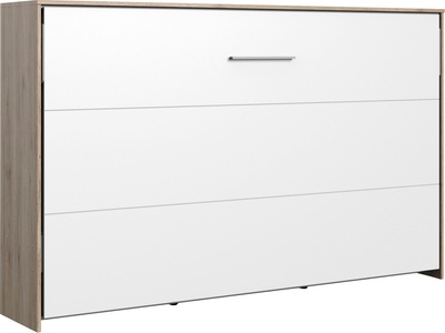 Wimex, Wimex Schrankbett »Juist«, MID.YOU Schrankbett 120/200 cm weiss, eichefarben , Juist , Metall , Birke , Schichtholz , 120 cm , Dekorfolie,Echtholz,Nachbildung , Federholzleisten verleimt , 001787055906