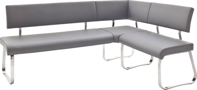Livetastic, Livetastic Eckbank in metall, kunststoff grau, edelstahlfarben , Arco , 200x86x60 cm , gebürstet , 000196083422, Livetastic Eckbank in metall, textil grau, edelstahlfarben , Arco , 200x150 cm , gebürstet,Lederlook , 000196083422