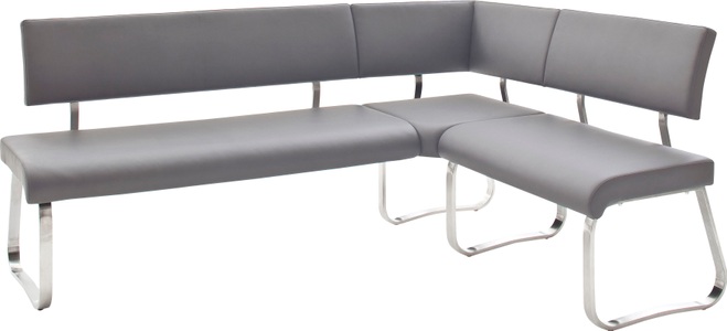 Livetastic, Livetastic Eckbank in metall, kunststoff grau, edelstahlfarben , Arco , 200x86x60 cm , gebürstet , 000196083422, Livetastic Eckbank in metall, textil grau, edelstahlfarben , Arco , 200x150 cm , gebürstet,Lederlook , 000196083422
